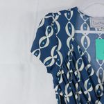 Leota Compass Rose Blue Faux Wrap Short Sleeve Dress S Photo 3