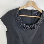 Black Short Sleeve Ruffle Sheath Dress Women Size 10 Career Office Funeral Photo 2