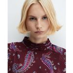 MNG Women's Red Maroon Paisley Long Sleeve Mockneck Cocktail Maxi Dress Size 6 Photo 12