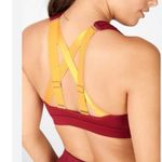 Fabletics  NEW Medium Belle High Impact Sports Bra Red Yellow Strappy Photo 4