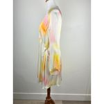 JAAF Organic Silk Mini Dress Aura Light Print V Neck Mini Dress Long Sleeve Pink Size L Photo 15