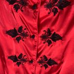 Vintage Susan Hutton Red Satin with Black Embroidery Shirt Size M Size M Photo 2