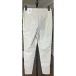 ZARA Faux Leather Legging Pants High Rise Cream White Skinny Zip Hem Sz Small Photo 4