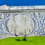 Brahmin  Melbourne Croc Embossed Leather Wallet Blue Gray Snap Closure Photo 4