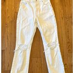 Rollas Layla high rise straight white distressed knee jeans size 27 Photo 4