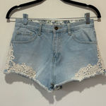 Forever 21 cut off denim shorts size 26 lace y2k light wash Photo 0