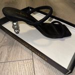 Lulus Brenny Black Suede Rhinestone Heel Sandals – 6.5 Photo 1