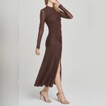 WAYF Selene Ruched Long Sleeve Dress, Chocolate, Size Small, $89 Photo 5