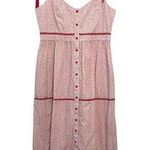 La Ligne Kate Floral Midi Dress With Shoulder Ties Cherry Red Size Large Photo 0