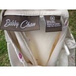 Bobby Chan Silk Capri Pants Size 10 Cocktail Embroidery Pineapple Martini Resort Tan Photo 3
