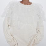 ZARA  Ivory Ruffled Oversized Sweater - S Photo 1