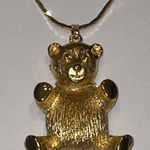 Vintage Gold Tone Teddy Bear Retro Boho Pendant Necklace Photo 0