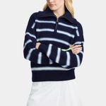 G/Fore Womens Gradient Stripe Funnel Neck Wool Golf Qrtr Zip Sweater Size XL Blue Photo 0