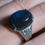 Malagasy Labradorite Solitaire Stainless Steel Ring (Size 9) Photo 4