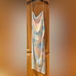 ZARA  Pastel Tie-Dye Satin Side Ruched Midi‎ Slip Dress Size Small Insta Fav NEW Photo 5