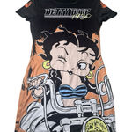 Betty Boop Biker Motorcycle‎ Graphic Print Short Sleeve Stretch Dress XL 2024 Black Photo 0