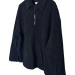 Topshop Borg Quarter Zip Black Fleece Hoodie Long Sleeve Pouch Pocket Sweater M Photo 1