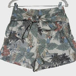 Artisan NY ‎ Shorts Womens 4 Tropical Linen High Waist Tie Waist Hawaiian Print Photo 0
