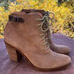 Lucky Brand  Size 8.5/38.5 ECHO Tan Brown Lace-Up Suede Leather Heeled Boots Photo 0