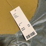 Urban Outfitters NWT  Paradox Ruched Long Sleeve Cropped Top Blue and Green Photo 5