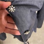 Pantology Women's Dark Wash Denim Blazer Jacket Sparkle Buttons Size 12 Gray Photo 1