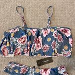 Tempt Me NWT-  Blue Floral Ruffle Off the Shoulder Bikini Photo 5