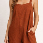 Abound  Burnt Orange linen sleeveless shorts romper -tie in back - Size Small Photo 0