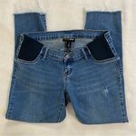 Indigo Blue  Maternity Ankle Cropped  Jeans in Classic Blue Photo 0