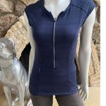 Athleta Front Zip Ruched Cap Sleeve Blue Short Sleeve Shirt Women's Size Small Photo 0