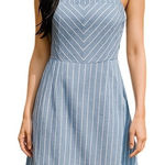 Banana Republic Striped Linen Blend Shift Dress 4 Blue White Sleeveless Summer Photo 0