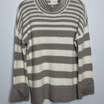 Cyrus Devotion by  Gray and Cream Striped Turtleneck Sweater Small Photo 0