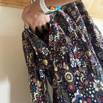 Boden Womens Floral Button Through Jersey Dress Long Sleeve V Neck 16/18R plus Black Photo 6