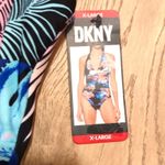 DKNY  NEW Women's XL Tropical Print Plunge Halter Neck Sexy 1 Piece Swim Suit NWT Photo 2