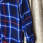 American Eagle Boyfriend Oversize Fit Blue Plaid Flannel Size Extra Small Photo 4