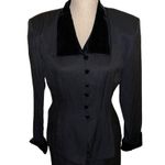 Scarlett Women’s 2 Pc Skirt Set Black Velvet Cuffs Neck Buttons Size 7/8 Vintage Photo 1