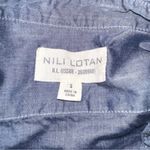 Nili Lotan Lydia Button Down Ruffled Long Sleeve Shirt SMALL Blue Photo 3