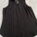EXPRESS  women size XS black button down shirt with lace yoke loose fit Photo 3