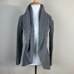 Garnet Hill Cardigan Sweater Small S/M Gray Open Front Ribbed Long Sleeve Knit Photo 9