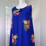 Royal Blue Floral Print Scoop Neck Sleeveless Lightweight Midi Dress Size M Photo 1