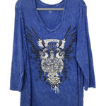 Westbound  Blue Embellished Graphic T-Shirt Size 2X Plus Size Blue Graphic Tee Photo 0