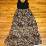 Liberty Love  Women’s XL Black Brown Cheetah Print Strappy Backless Maxi Dress Photo 0