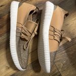 Torrid -branded sneakers nude/blush fabric upper, gold glitter toe cap Size 11W Photo 2