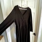 BLOOMCHIC Black Ribbed V Neck Long Sleeve Midi Dress Plus Size 18/20 Pockets Photo 1