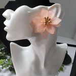 Frosted Peach Acrylic Flower Necklace and Earrings Set Orange Photo 4