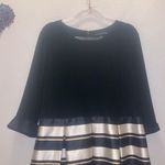 Madison Leigh Formal Prom Dress Metallic Gold Black fit & flare satin Photo 1