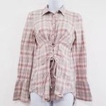 EXPRESS Plaid Flannel Lace Up Coreset Button Down Shirts Photo 0