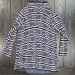 Lucky Brand  Longline Cardigan Blue Open Front Size L Southwestern Aztec Boho Photo 4
