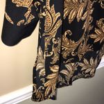 Catherines Petite Women’s Leaf Print Black Gold Split Neck Hi Photo 3