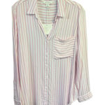 BeachLunchLounge  Button down Blouse Sz M Pink/White NWT Photo 0
