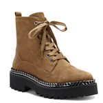 Vince Camuto Brown Black Mindinta Combat Boots Lace Up Shoes Photo 0